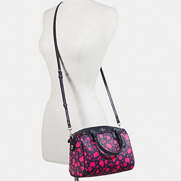Coach Handbags - Coach Mini Bennet Prairie Calico Floral Satchel Purse, F55466, Navy / Pink